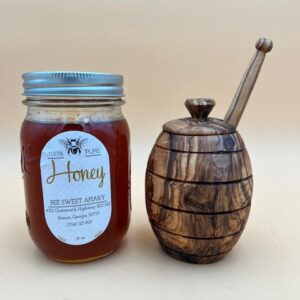 OLIVE WOOD HONEY JAR