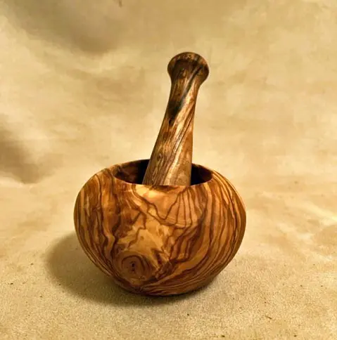 Olive Wooden mortar and pestle