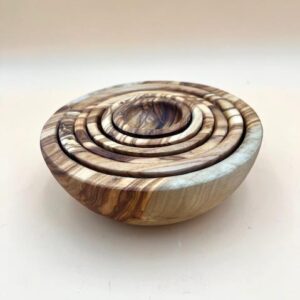 OLIVE WOOD NESTING SIX (6) BOWL SET