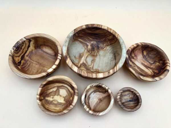 OLIVE WOOD NESTING SIX (6) BOWL SET - Image 4